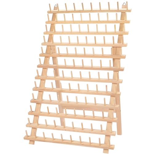 Curtzy Porta Hilos de Madera para 120 Carretes de Hilo - Organizador Costura de Pared con Ganchos para Colgarlo - Organizador de Hilos de Madera de Haya para Bordado, Costura, Hacer Colchas Curtzy Porta Hilos de Madera para 120 Carretes de Hilo - Organizador Costura de Pared con Ganchos para Colgarlo - Organizador de Hilos de Madera de Haya para Bordado, Costura, Hacer Colchas