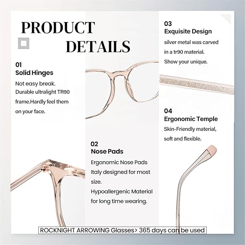 Image of ROCKNIGHT Anti Blue light Rays glasses for women small face anti eye strain blue blocking computer tea transparent frame
