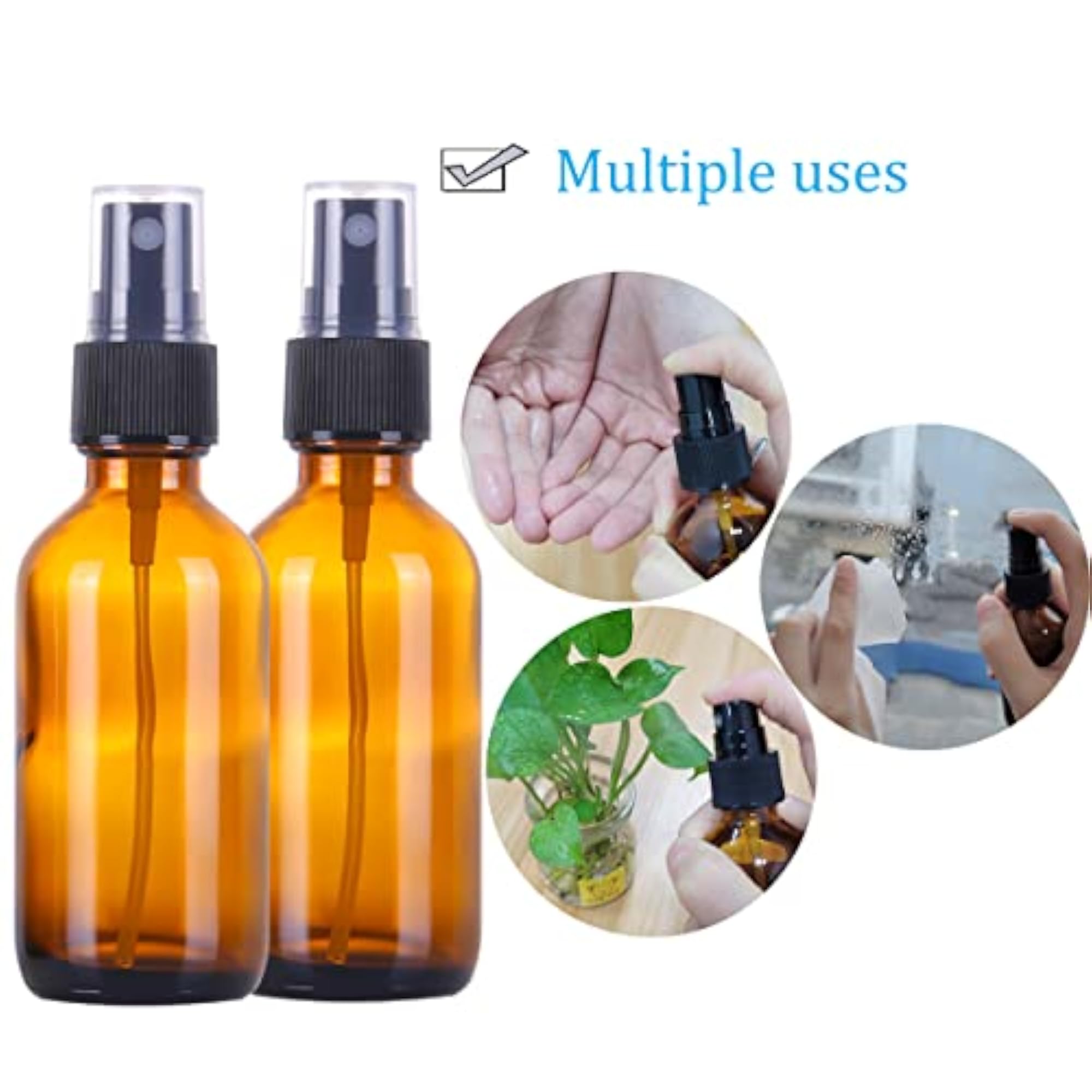 2oz Amber Glass Spray Bottles for Travel