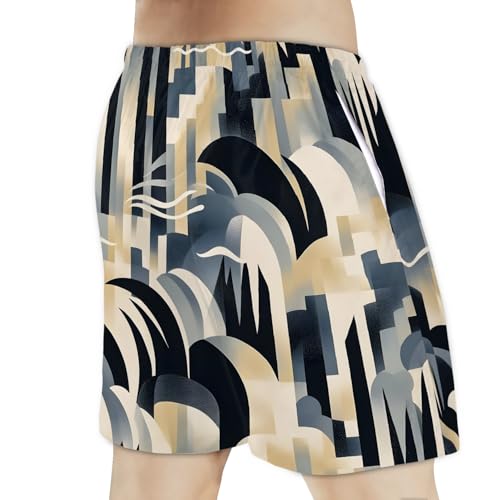 Men's Swim Trunks Size S Abstract Figure with Mesh Lining Soft Breathable Quick Dry Beach Shorts Dark Gray3