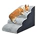 Dog Stairs, 3 Tiers IP67 Waterproof Dog Steps & Ramp for High Beds, Non-Slip Stable Pet Stairs for Small Dogs to Get on Bed Couch with Washable Fabric Cover