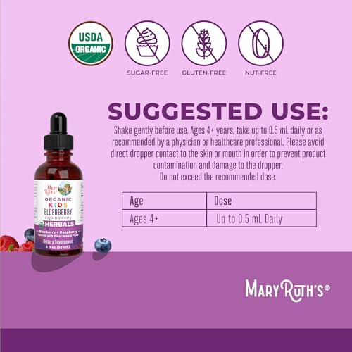 MARYRUTH'S Kids Elderberry Liquid Drops | Elderberry Extract + Organic Glycerin | Immune Support Supplement | Vegan | USDA Organic | Clean Label Project Purity Award Winner | Ages 4-13 | 1oz - Image 3