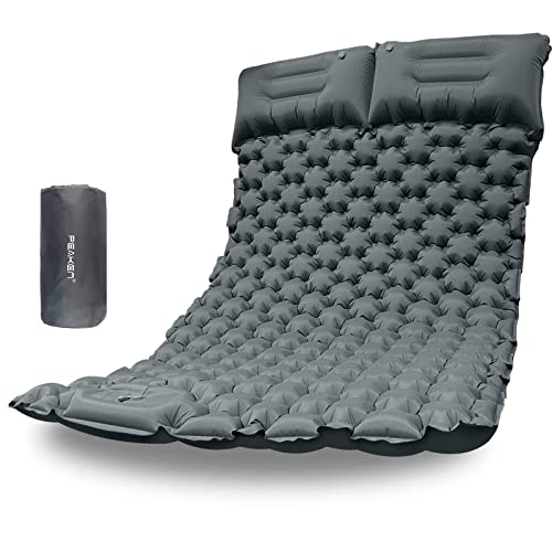 Peaken Double Camping Mat 10CM,Self Inflating Mattress Portable Camping Mattress Double with Pillow with Blindfolds and Earplugs for Camping Backpacking Hiking