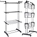 stabiler rollbarer Trockenständer Wäscheständer mit 4 Rollen, faltbar 3 Ablagen Kleiderständer mit 2 Flügel, belastbar maximal 38kg, Material aus Stahlrohr und ABS Kunststoff, Größe 172 x 72 x 50cm