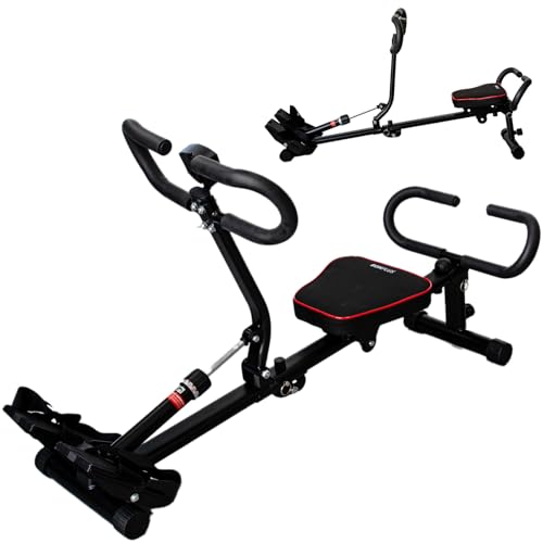 Bonplus BP Máquina de Remo Ajustable, HydraFit Rower, Remo Multifuncional, 12 Niveles de Resistencia, Contador Incluido, Sistema Hidráulico, 3 Niveles de Intensidad, Plegable