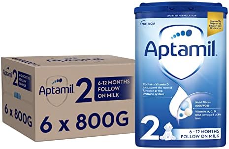 Aptamil 2 Follow On Baby Milk Powder, 6-12 Months, 800g (Pack of 6) - Packaging May Vary