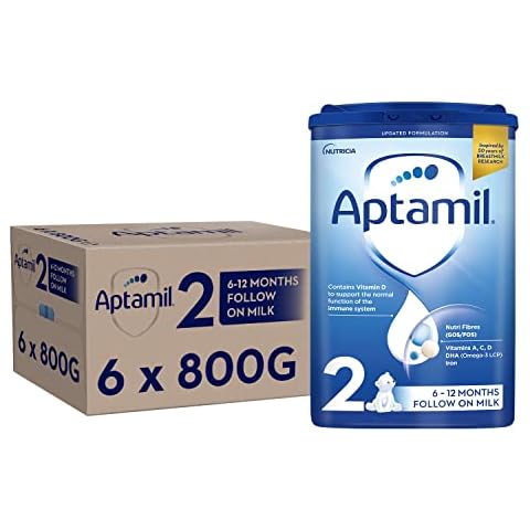 Aptamil 2 Follow On Baby Milk Powder, 6-12 Months, 800g (Pack of 6) - Packaging May Vary Cover