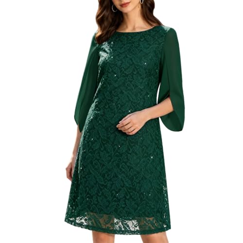 Image of COOAN Wedding Guest Cocktail & Formal Dresses for Women - Lace Sequin Dress
