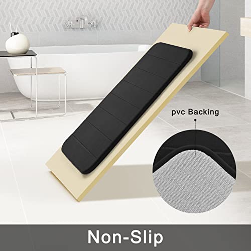 Yimobra 3 Pieces Memory Foam Bath Mat Sets, 44.1X24 + 31.5X19.8 And U-Shaped For Bathroom Rugs, Toilet Mats, Non-Slip, Soft Comfortable, Water Absorption, Machine Washable, Black #TOP4