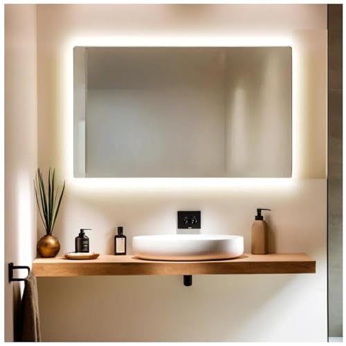 STYLE GLASS Specchio Bagno con Luce Led SHINE 100x70 cm - Specchio da Parete LED Bagno - Specchi con Luci 4000K - Moderno Senza Cornice