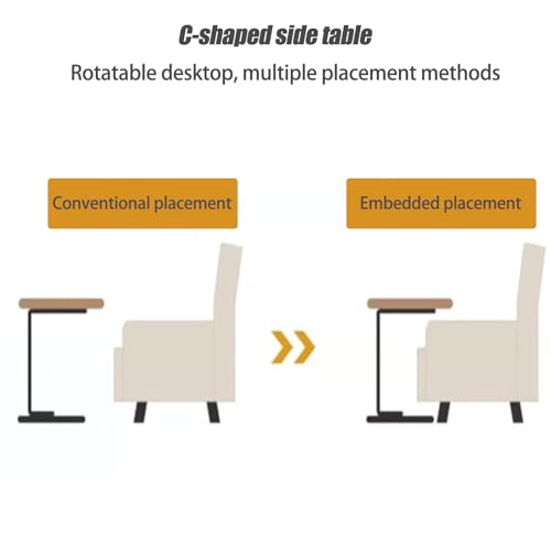 Image of Pedestal Adjustable C Shaped End Tables for Small Spaces Side Table，Desktop can Turn 360 and The Height of The Sofa Side Table can be Adjusted