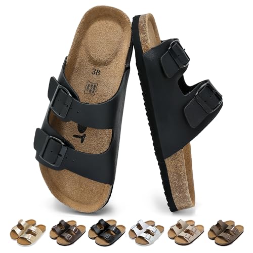 chetoria Sandales et Mules pour Femmes Été Confortable Mules et Sabots avec Boucles Réglable, Légères Sandales avec Soutien de Voûte Plantaire Antidérapant Bout...