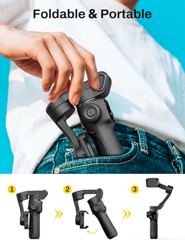AOCHUAN 3-Axis Gimbal Stabilizer for iPhone, Smartphone Gimbal w/7.8" Extension Rod, OLED Display - image 7