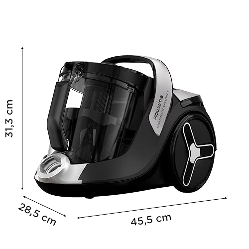 Rowenta Aspirateur sans sac, Moteur ultra basse consommation, Eco-conçu, Système de filtration haute efficacité, Ultra silencieux, Fabriqué en France, Green Force Cyclonic Effitech+ RO7C66EA
