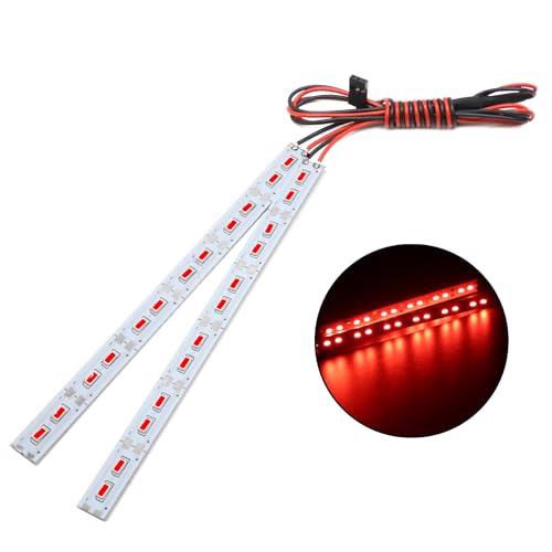 Chanjorlin RC Car 24 LEDs Chassis Lights Strip Aluminum LED Lamp 6V Accessories for 1/8 1/10 1/16 RC Truck Tank Crawler Buggy Car HPS HPI Tamiya SCX24 TRX4 TRX6 Slash Rustler Redcat 4WD (Red)