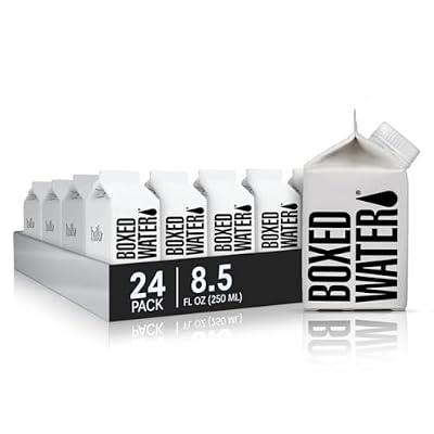 Boxed Water 8.5 oz. (24 Pack) – Purified Drinking Water in 92% Plant-Based Boxes, 100% Recyclable, BPA-Free, Refillable Cartons, Sustainable Alternative to Plastic Bottled Water, Mini Water for Kids