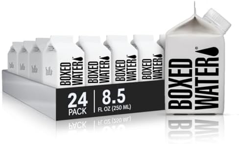 Mini Boxed Water (8.5 oz., 24 Pack) – Better Than Premium Plastic Purified Drinking Water in Plant-Based Cartons, BPA-Free, Refillable Cartons, Lunchbox Ready