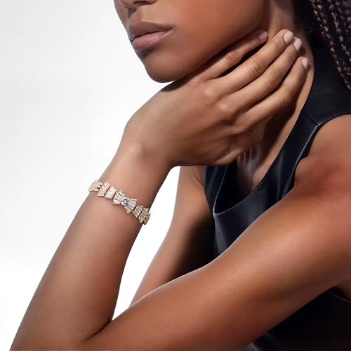 14K Gold Plated Women’s Tennis Bracelet – Sleek CZ Line Bracelet, Fits 6.0"–7.2" Wrist – Sparkly Everyday Jewelry Gift, Contemporary Tennis Bracelets for Women3