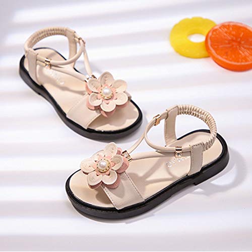 Girls Sandals Sandals Sandals Girls Baby Non-Slip Rubber Toddler Shoes Kids Flower Baby Shoes (Beige, 11-11.5 Years)2