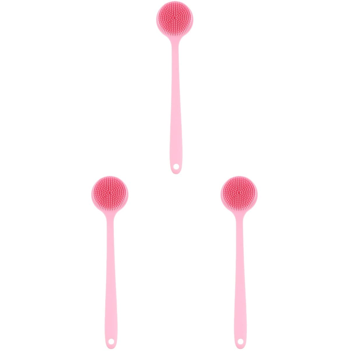 FRCOLOR 3pezzi Spazzola Da Bagno Silicone Con Manico Lungo Scrubber Esfoliante Per Corpo e Massaggio Perfetta Per Doccia e Della Materiale Sicuro e Ergonomico
