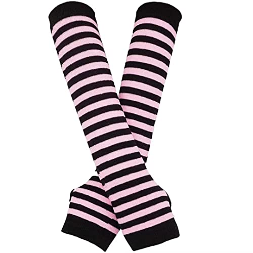 Image of Women's Long Knitted Fingerless Gloves Thumbhole Stretch Arm Warmers | Stretchy soft knitted arm warmers for women, comfortable thumbhole design, ideal daily winter hand sleeve accessories