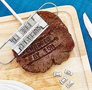 Miniatura 7 de Hierro de marca BBQ con letras intercambiables y un práctico dibujo, ideal para marcar filetes, hamburguesas y pollo (1)