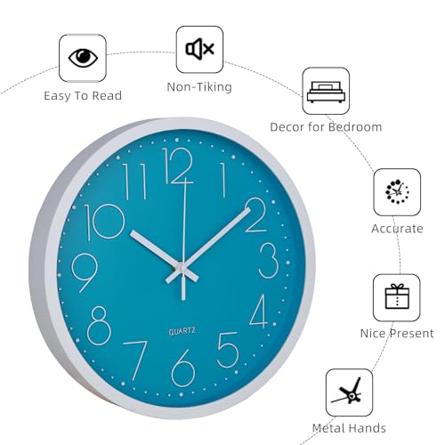 Image of Kuber Industries Wall Clock | Fancy Watch Wall Clocks | Office Wall Clock | Clock for Living Room | Clock for Bedroom | Clock for Hall | Machinery-Quartz | 12 Inch | 2019-Sky Blue