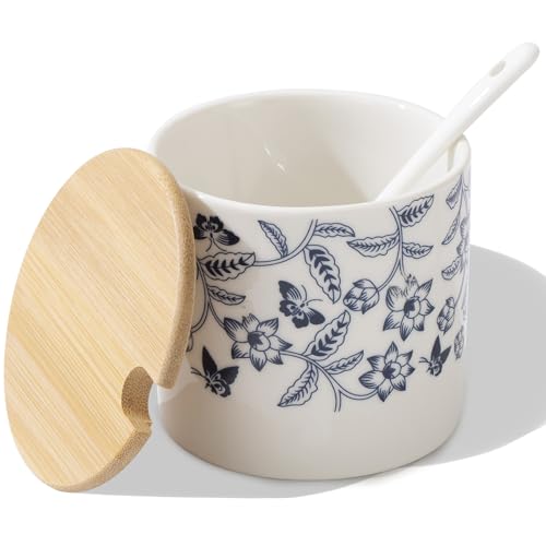 TreaHome Salt Cellar with Lid and Spoon, 9oz Salt Containers