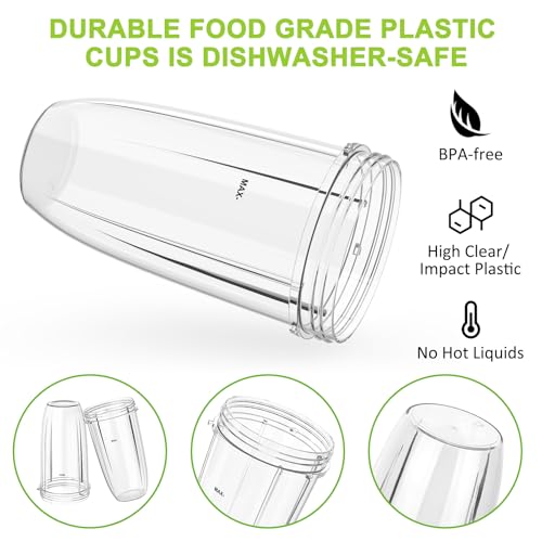 Image of 2-Pack 32 oz Blender Cups Fit for Nutribullet 600W and 900W Series Blender