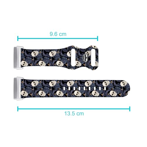 Bracelet de rechange Fitbit Sense têtes de mort fleurs en silicone souple