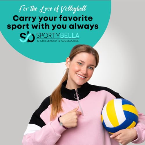 Image of Sportybella Volleyball Bracelet - Waterproof, Girls Volleyball Jewelry, Stainless Steel Adjustable Charm Bracelet with Volleyball Charm -Gift for Female Volleyball Player