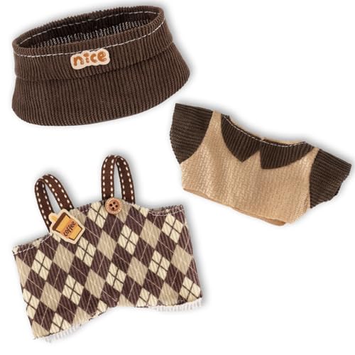 Ropa de muñeca de 17 cm – Bonito conjunto de ropa con accesorios para muñecas de 17 cm, hecho a mano a la moda para vestirse y exhibición coleccionable (sin muñeca) estilo patrón de diamante