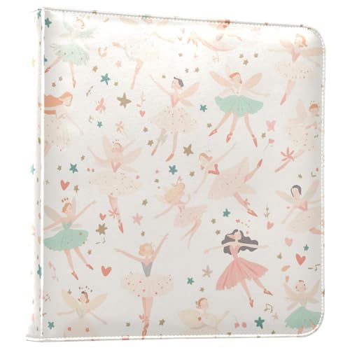 Kigai Cute Fairy Photo Album Self Adhesive Scrapbook Album Leather Cover DIY Picture Scrap Book with 20 Adhesive Sheets, 11.8x24x0.8 inch