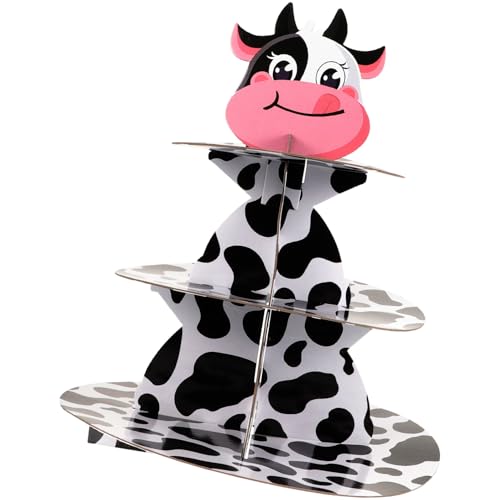 Lurrose Soporte Para Cupcakes Estampado De Vaca Torre De Varios Para Postres De Cumpleaños Diseño De Vaca Lola Para Fiestas