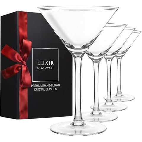 ELIXIR GLASSWARE Martini Glasses Set - Hand Blown Crystal Glasses Cover