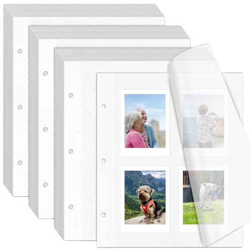 VOKOY 60 Sheets/120 Pages Photo Album Pages for 3 Ring Binder Self Adhesive Scrapbooking Album Refill Pages Replacement Photo Album Sheets for 2x3 4x6 5x7 8x10 Photo or Cards 11 x 9 Inch