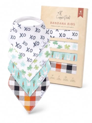 Copper Pearl Baby Bibs 4 Pack, Bandana Drool Bibs for Baby Girl & Boy, Soft Cotton Teething Bibs, Holiday