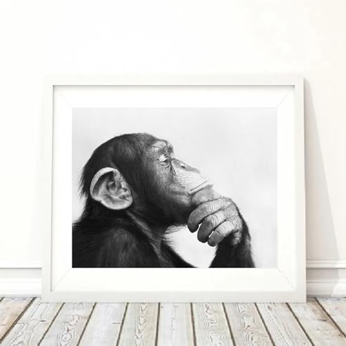 Impression sur toile singe noir et blanc finition premium 60x80 - 3
