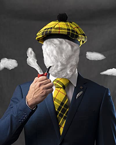Image of Scottish Tam O' Shanter Hat Tartan Bonnet Pom Pom Wool Flat Cap One Size
