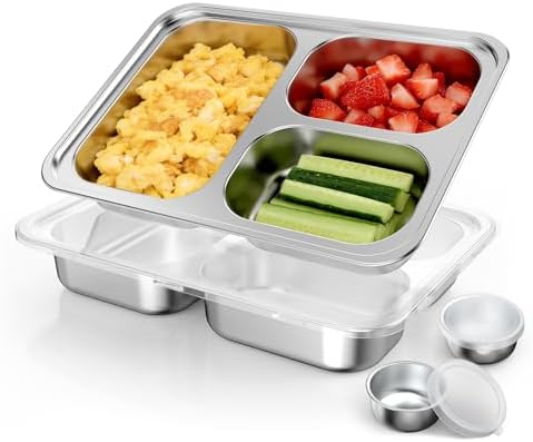 Stainless Steel Divided Plate for Kids Toddler, Non Toxic Portion...