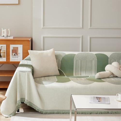 FANSU Telo Copridivano 1 2 3 4 Posti Estivo Bohemian Copriletto Matrimoniale Multiuso Copritutto Coperta Copridivano Antiscivolo Reversibile Coperta Decorativa per Divano (Verde,180x180cm)