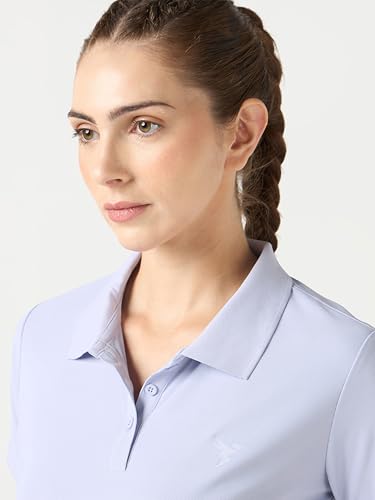 Image of TECHNOSPORT Womens Polyester Slim Fit Solid Half Sleeve Polo Matpiq T-Shirt with Techno Dry, Anti Static for Regular Use