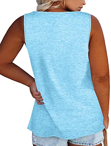 Image of Womens Plus Size Tank Tops Summer Button Down Henley Shirts Sleeveless Tops