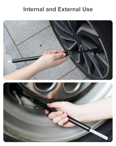 Image of GODESON Heavy Duty Tire Pressure Gauge, 13.5 inch Dual Head Semi Air Gauge 20-220PSI /2-15Bar for Car, Motor, RV & Truck, Stainless Steel, Accurate & Durable for Tire Pressure Check, Black Pencil Gauges