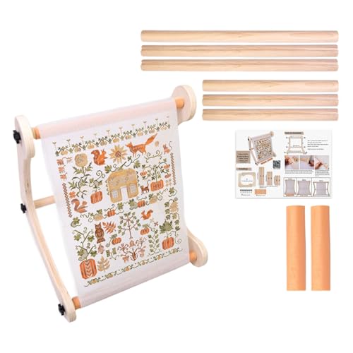 Soporte para bastidor de bordado, soporte de bordado de altura ajustable, soporte de madera portátil, accesorio para manualidades, bordado, acolchado, herramienta de costura, punch aguja, patrón de
