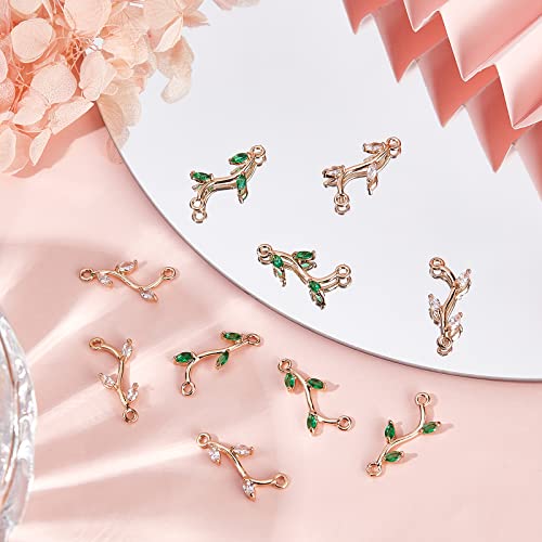 Beebeecraft 20Pcs/Box 2 Colors Leaf Connectors Charms Red&Green Cubic Zirconia Tree Branch Links with Double Loops for Bracelet Earring Necklace Jewellery Making - Image 4
