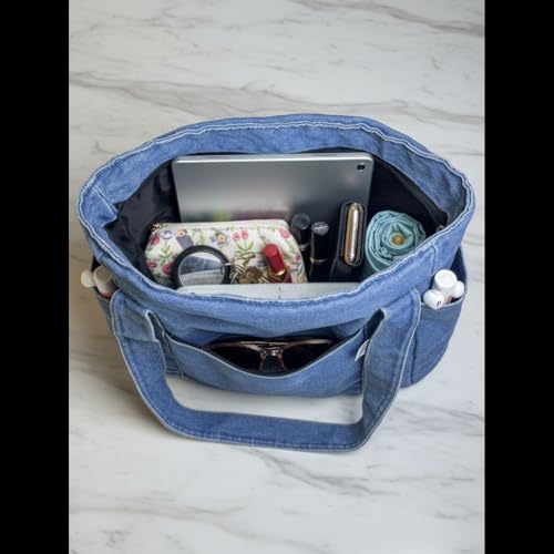 Bolso Tote Casual de Denim para Mujer Color Azul Claro miniatura 6