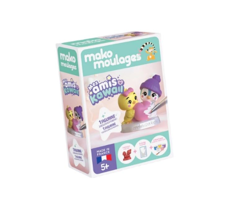 Mako Moulages - Mes Copains Kawaii - Kit Créatif Unitaire de Moulage en Plâtre - Duo Animaux Mignons à Peindre - Activité Manuelle Enfant Dès 5 Ans -...