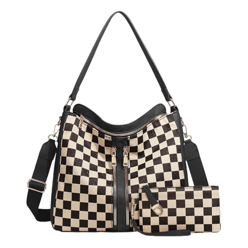 Sac à bandoulière rétro chic pour femmes grand fourre-tout de capacité et portefeuille en simili cuir