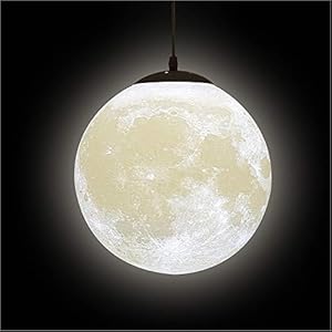 KRUIHAN Lampada Luna Soffitto,Lampada da Soffitto Sospesa,Lampada Plafoniera Luna,Lampadario a Sospensione Luna,Lampadari Camera Letto,Lampadari Cameretta Bambino,(Lampadina Non è Inclusa),22cm